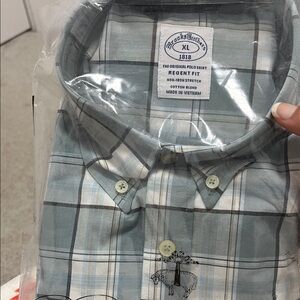 Brooks Brothers Men's Blue and White Plaid Shirt